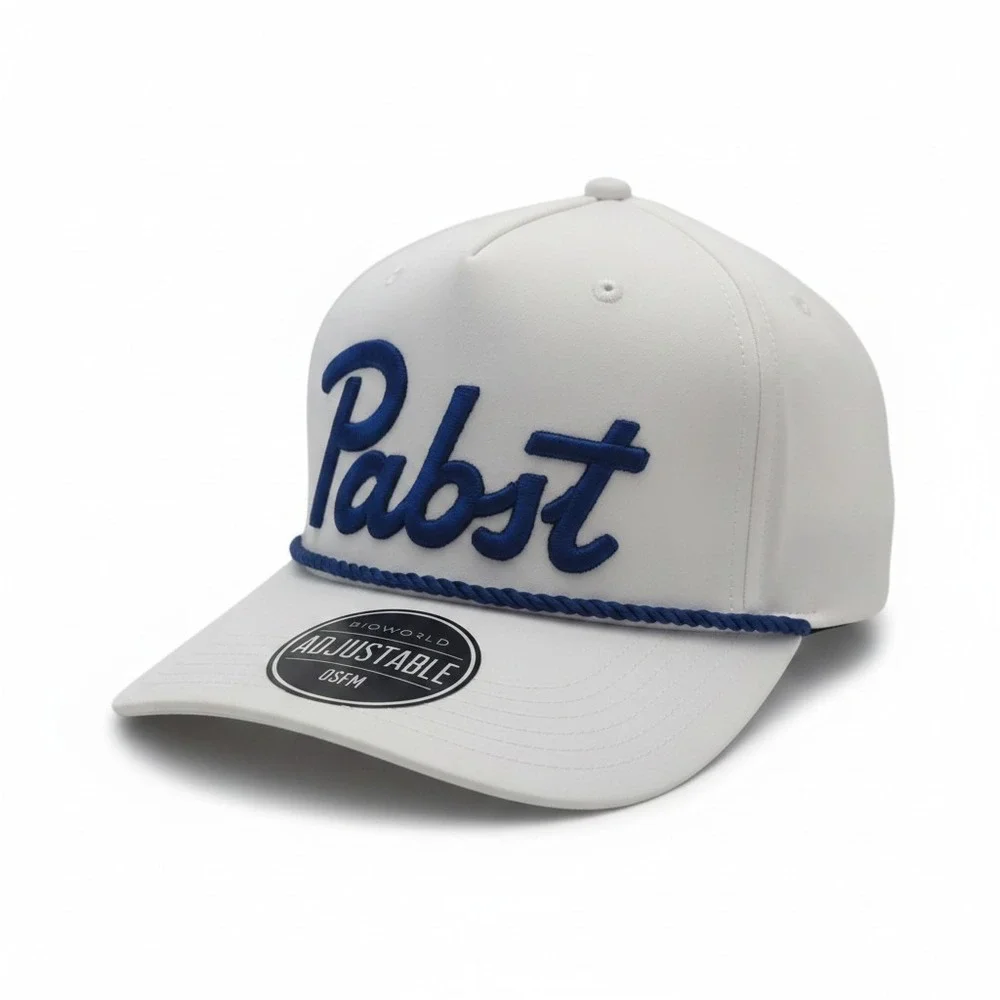 Pabst Blue Ribbon Bioworld Rope Hat White Blue Snapback Cap OSFM